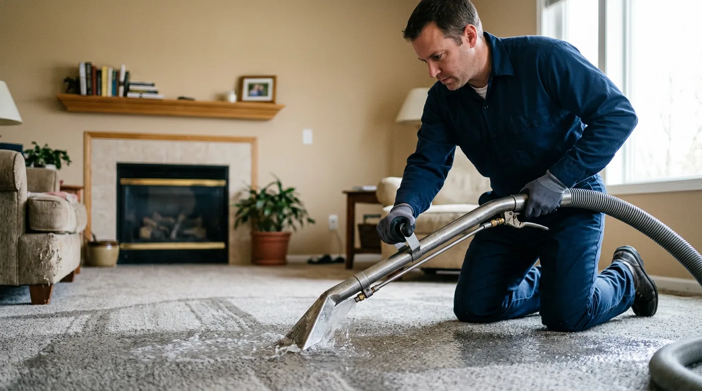 Water damage restoration technician working near Grapevine, AR